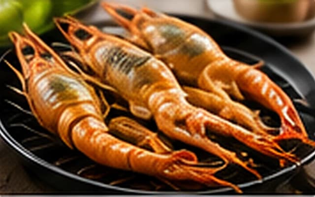 Grilled river prawns
