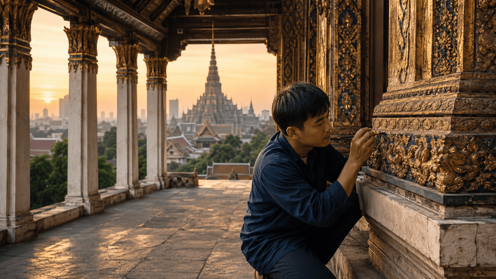 Editorial illustration representing Thai culture, heritage and history, used as a general illustration for culture-and-heritage coverage.