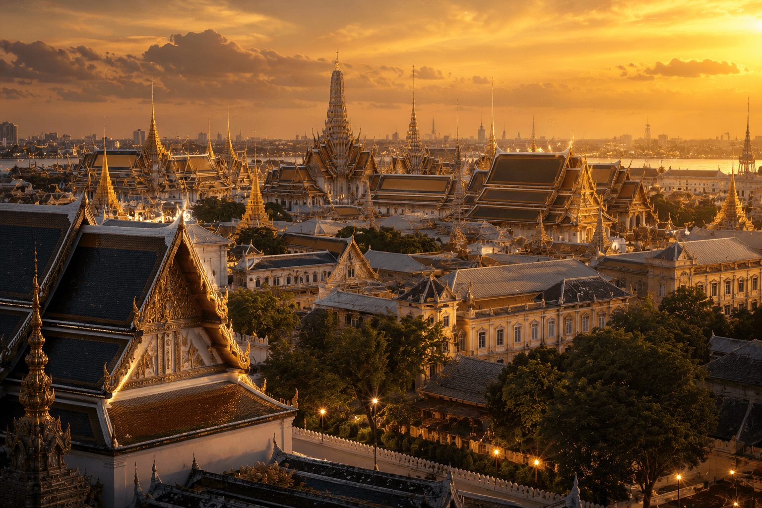 Bangkok's heritage capital skyline and riverside