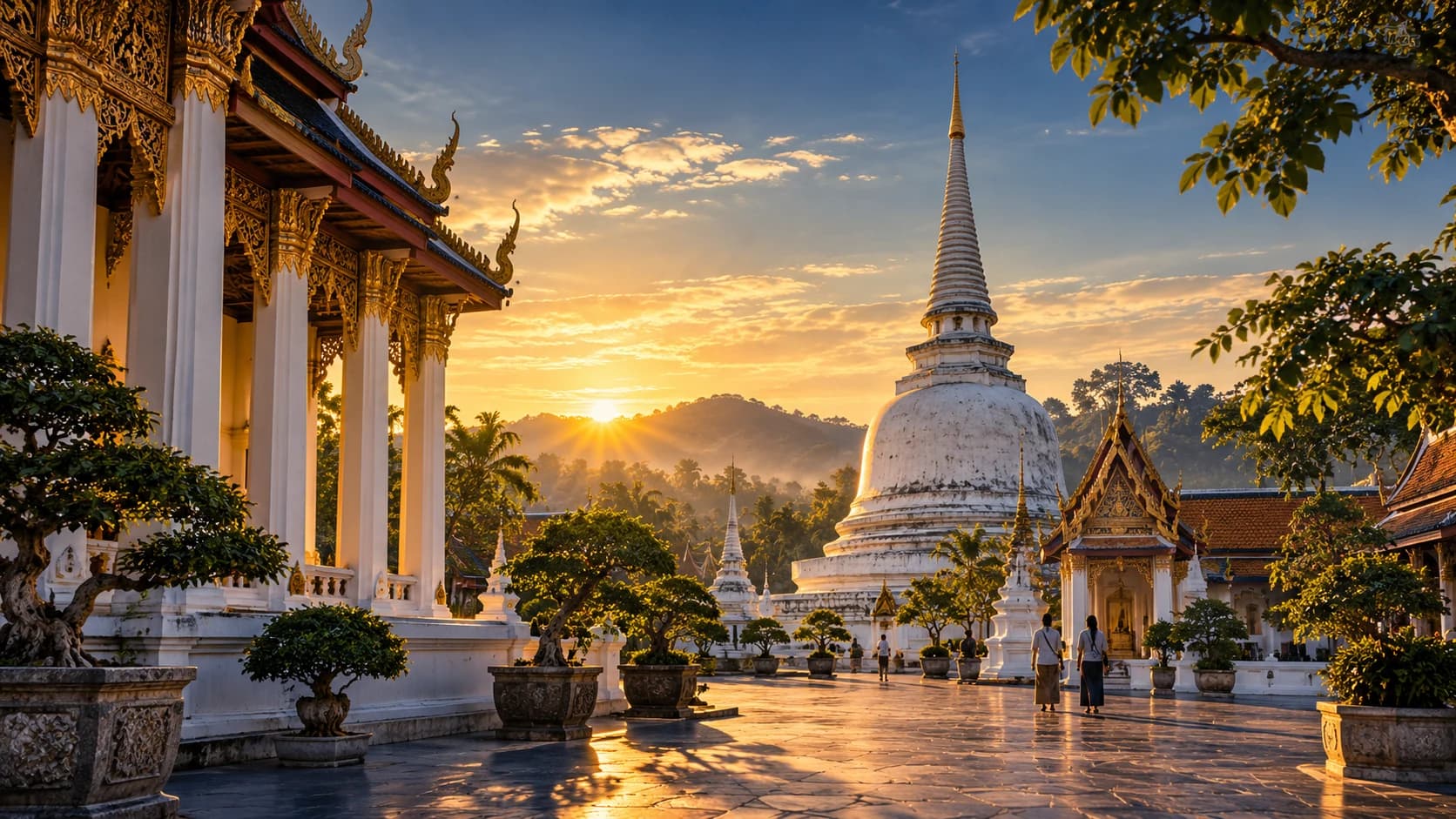 ภาพประกอบ: เจดีย์วัดไทยในแสงสีทอง ไม่ใช่ภาพของแหล่งมรดกที่ขึ้นทะเบียนจริง งานศิลป์เชิงแนวคิด ไม่ใช่ภาพถ่าย