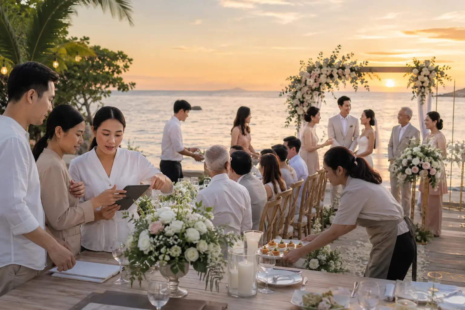 Conceptual editorial image representing destination wedding and celebration services in Thailand.