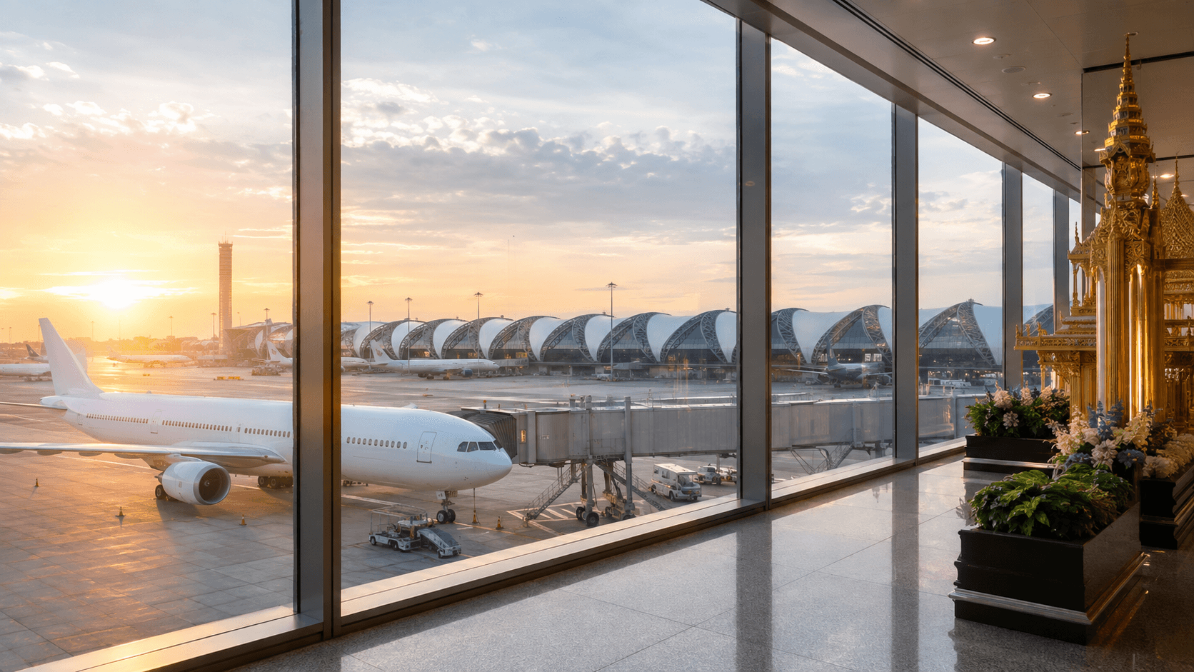 Editorial illustration of air-travel and airport connectivity themes