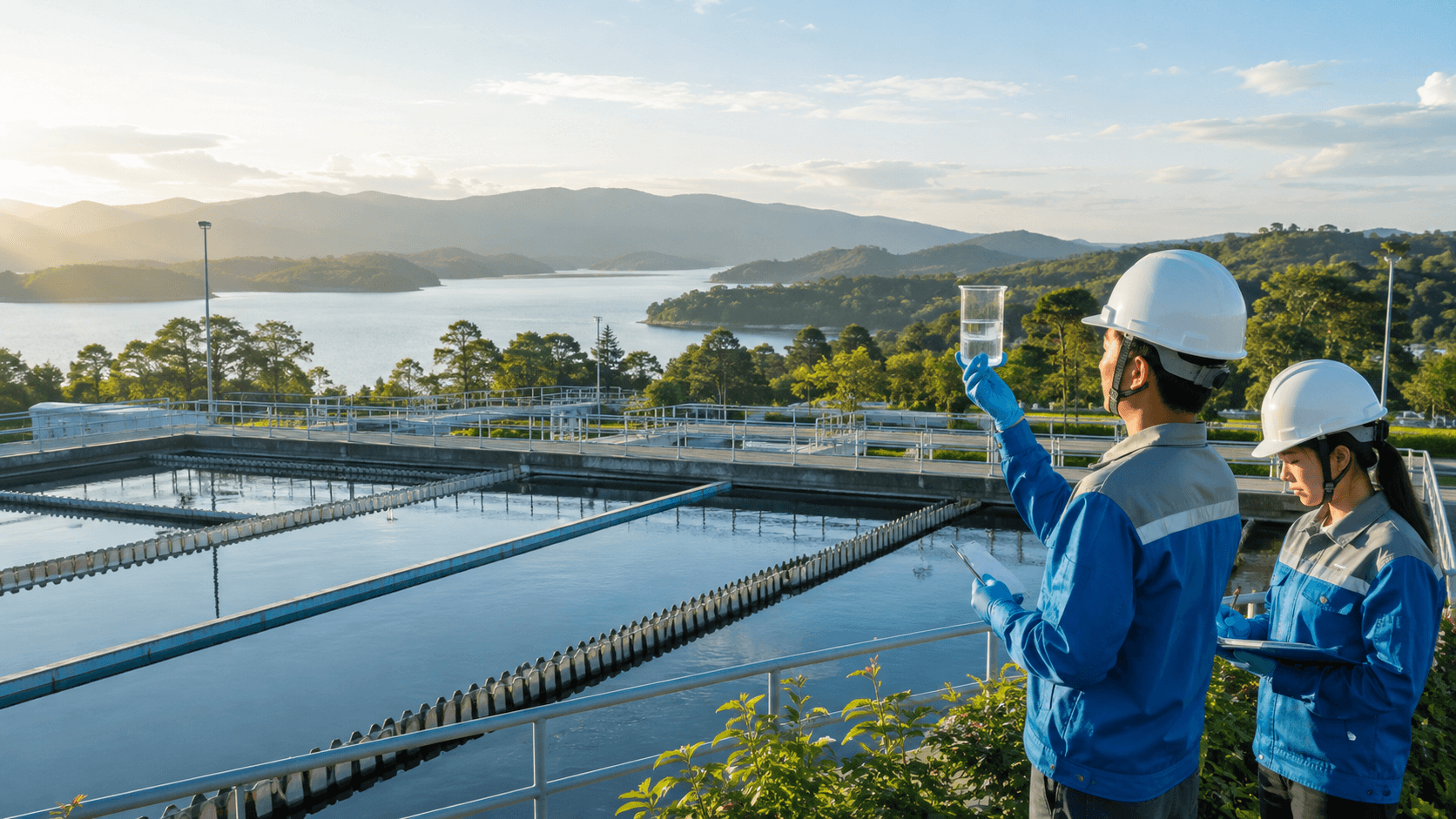 Editorial illustration of water and public-utilities infrastructure