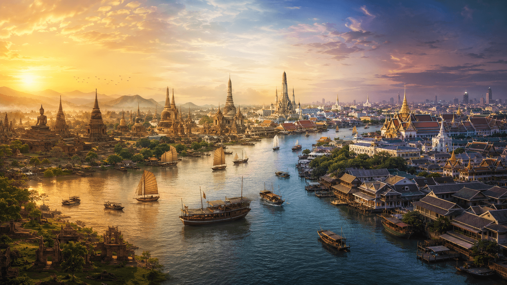 Editorial banner representing Thailand's four great historical eras