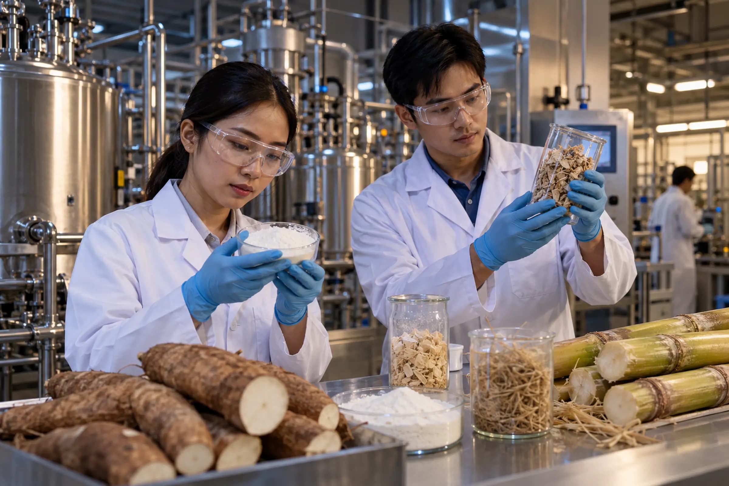 Cassava and sugarcane biomass feedstock for bio-based materials