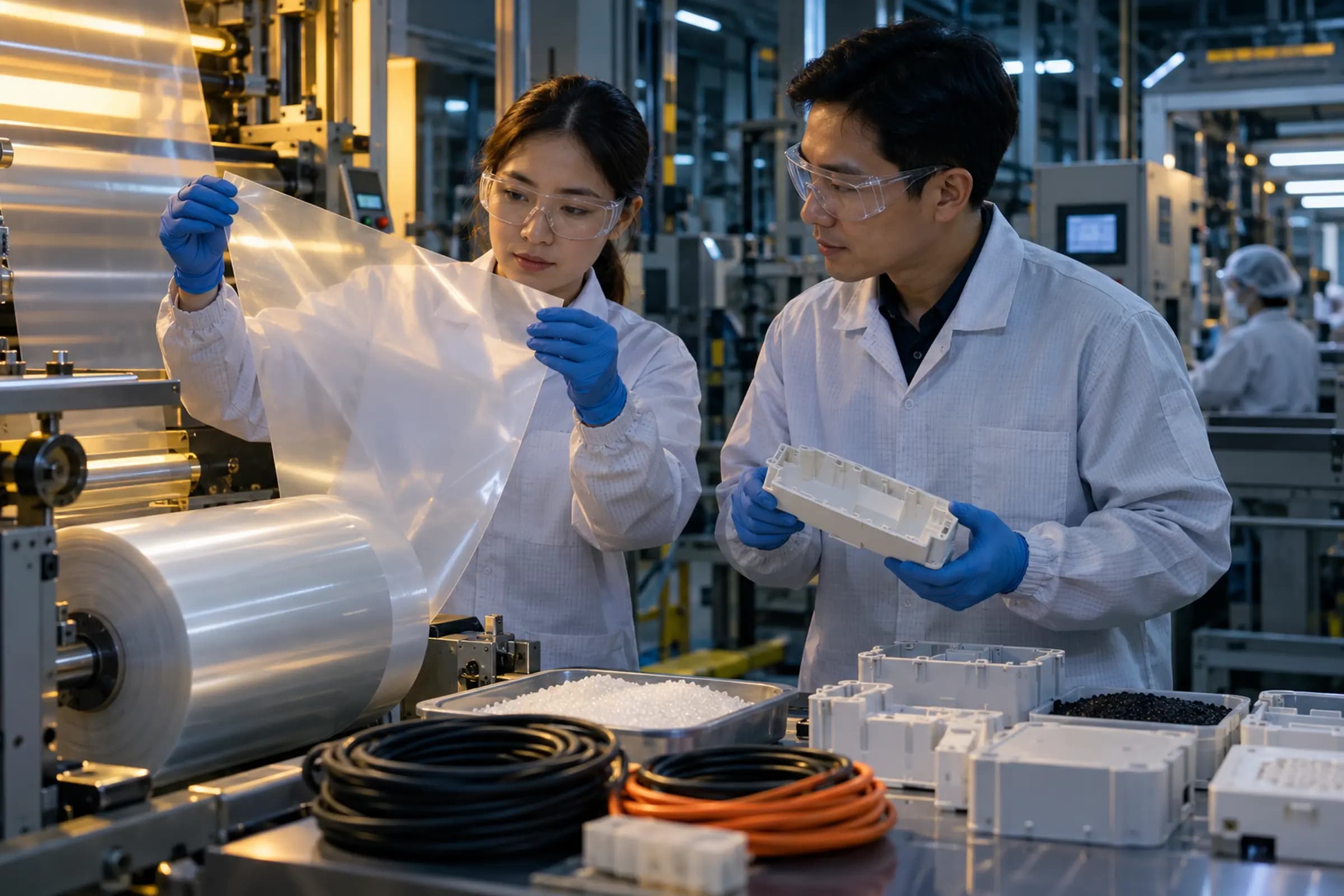 Electronic components using insulating polymer materials
