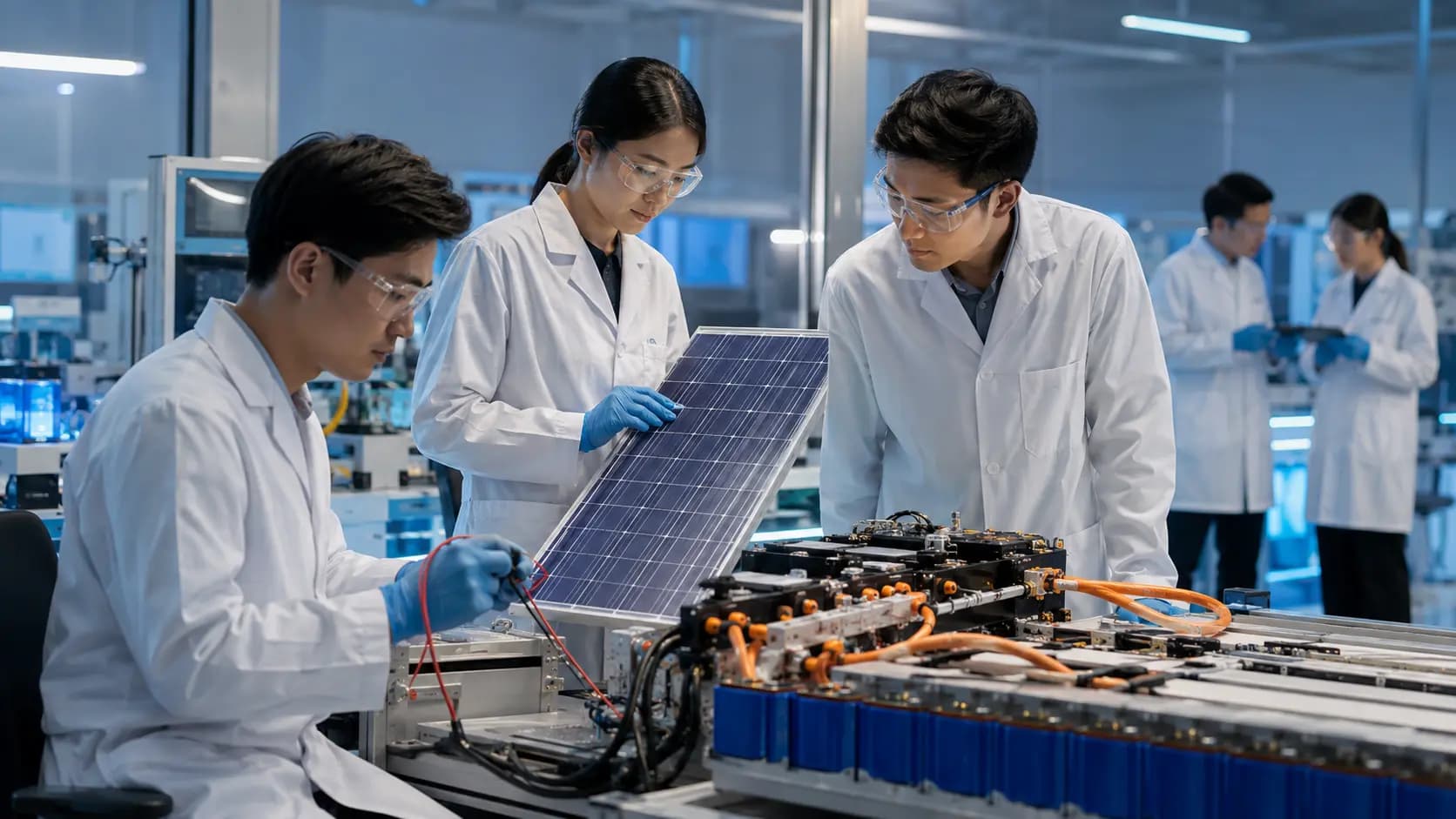 Thai energy researchers and skilled workforce studying renewable energy systems