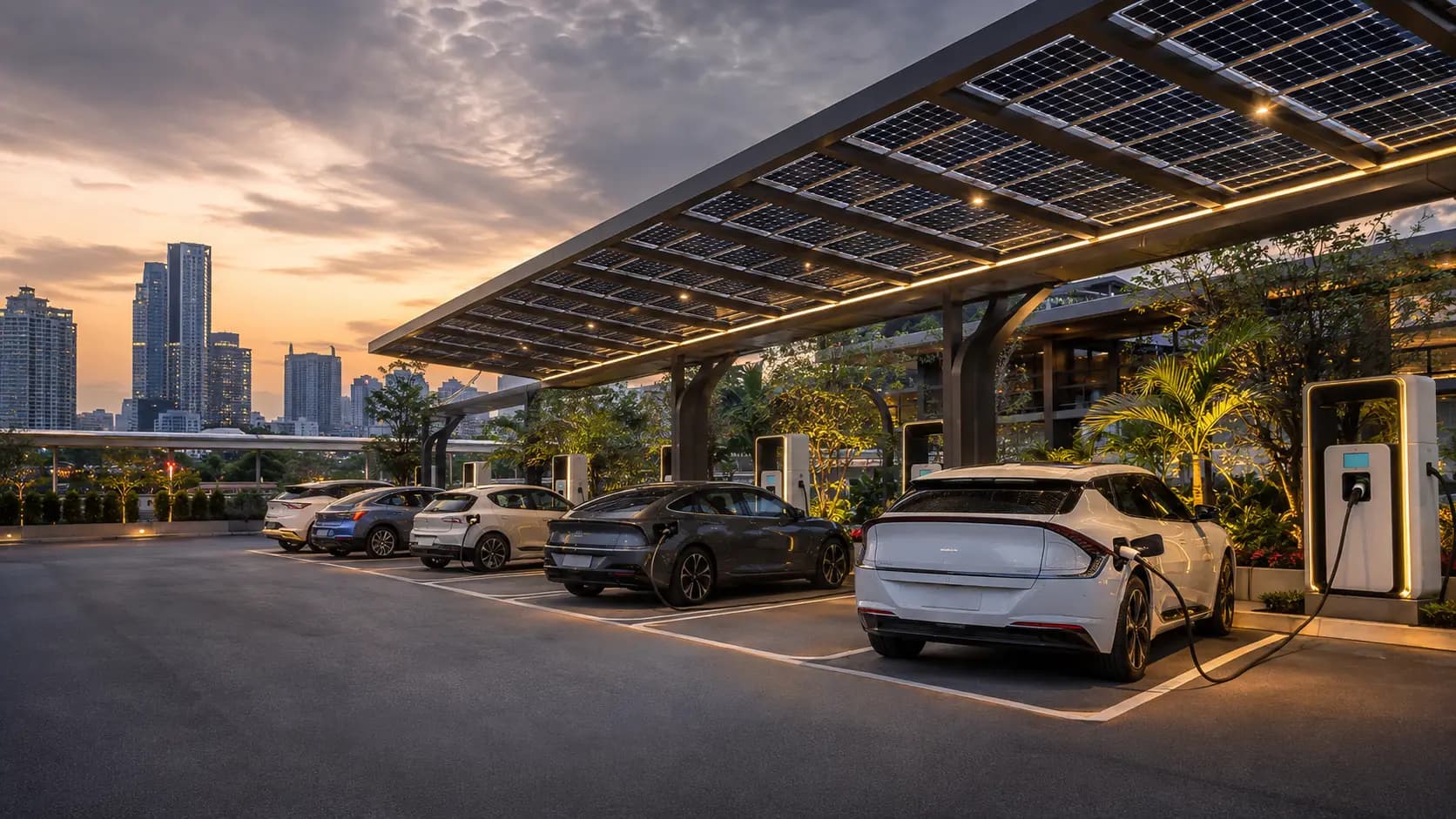 Public electric vehicle charging infrastructure hub in Thailand