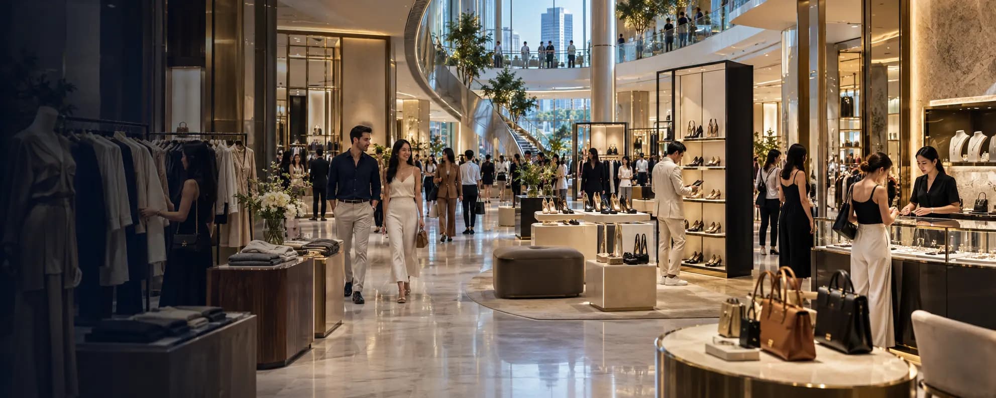 International brand storefronts inside a Bangkok shopping centre