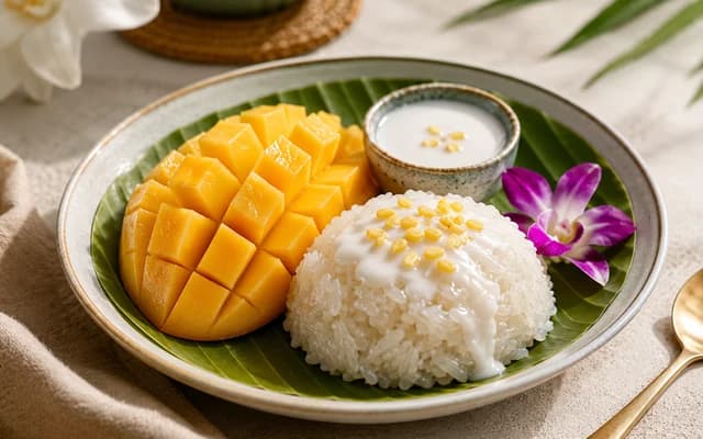 Thai mango sticky rice dessert