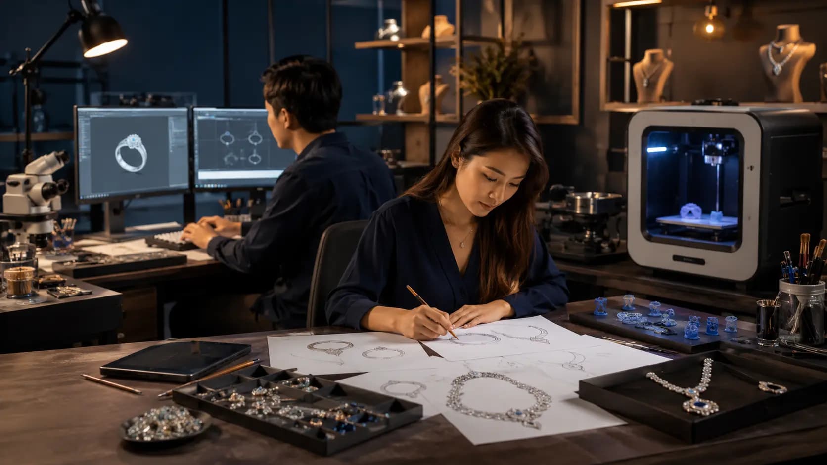 Gemstone cutting and polishing craftsmanship in Thailand