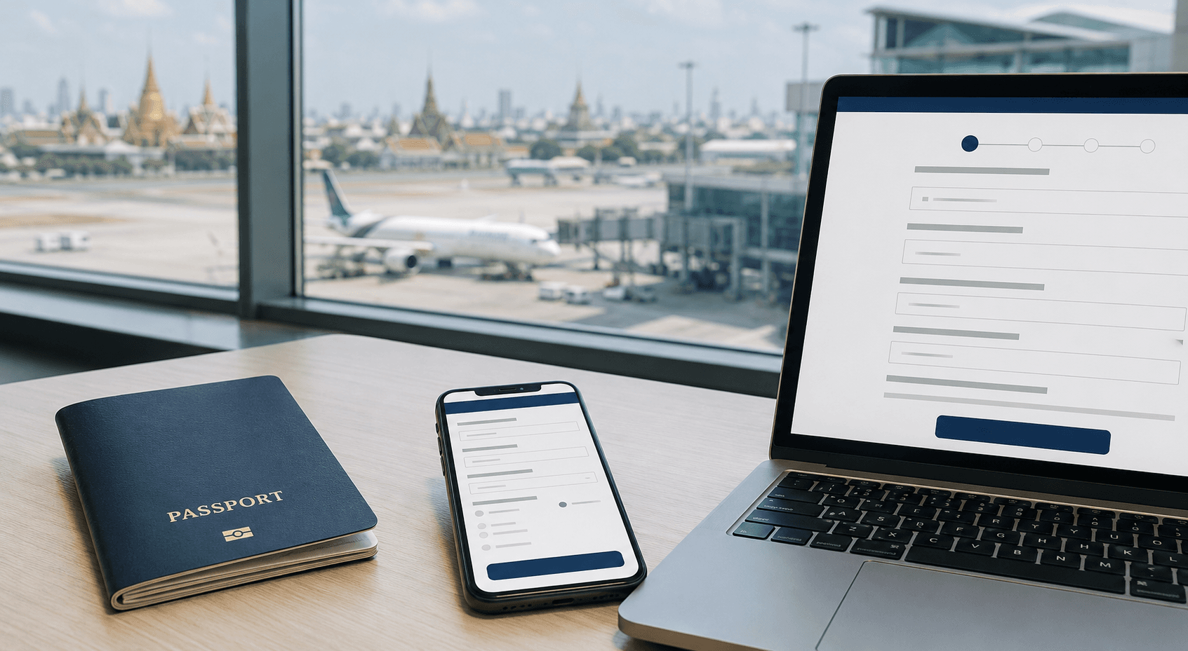 International traveller preparing Thailand arrival information