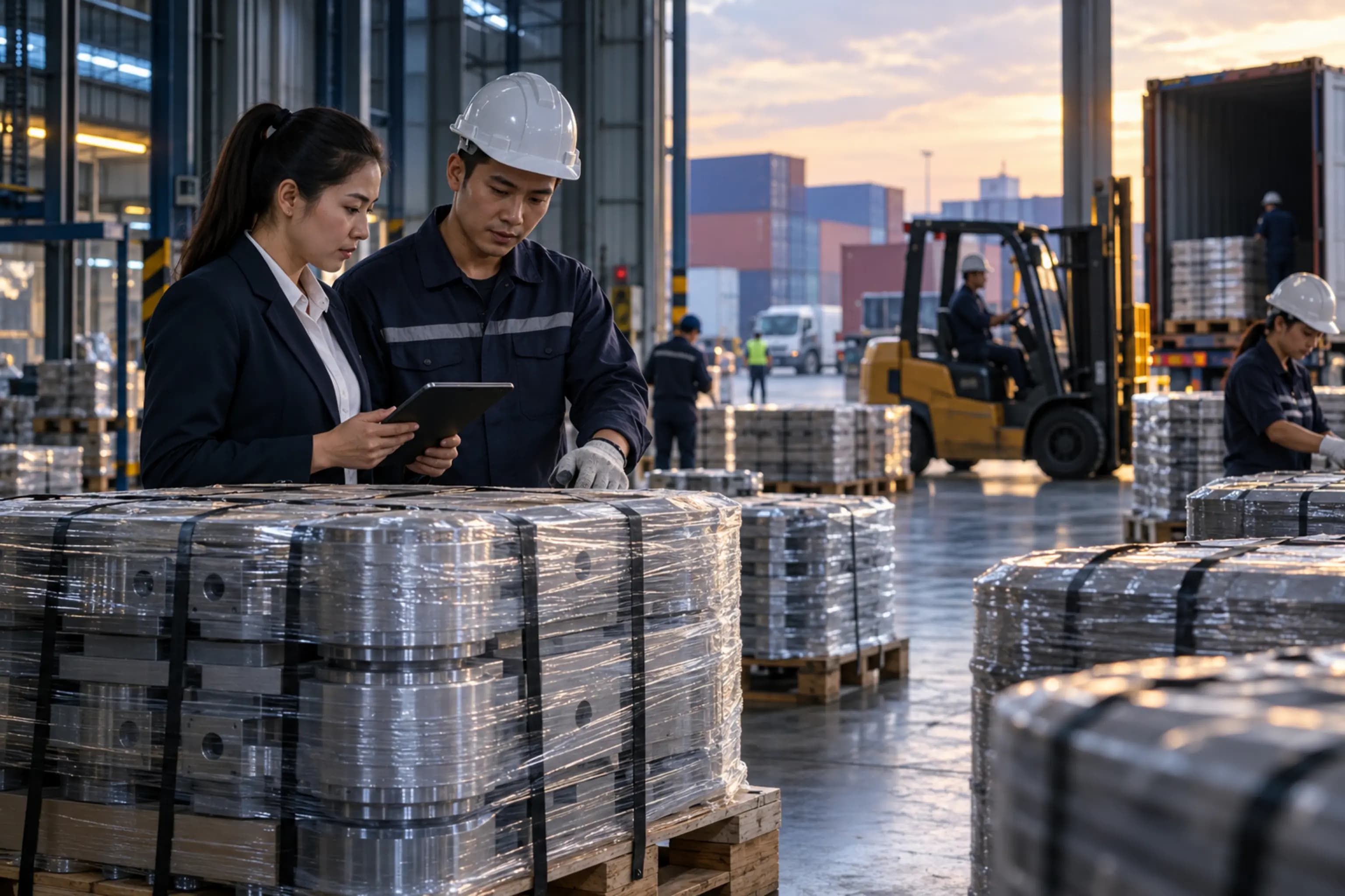 Export-ready goods staged for shipment from a Thai manufacturing facility