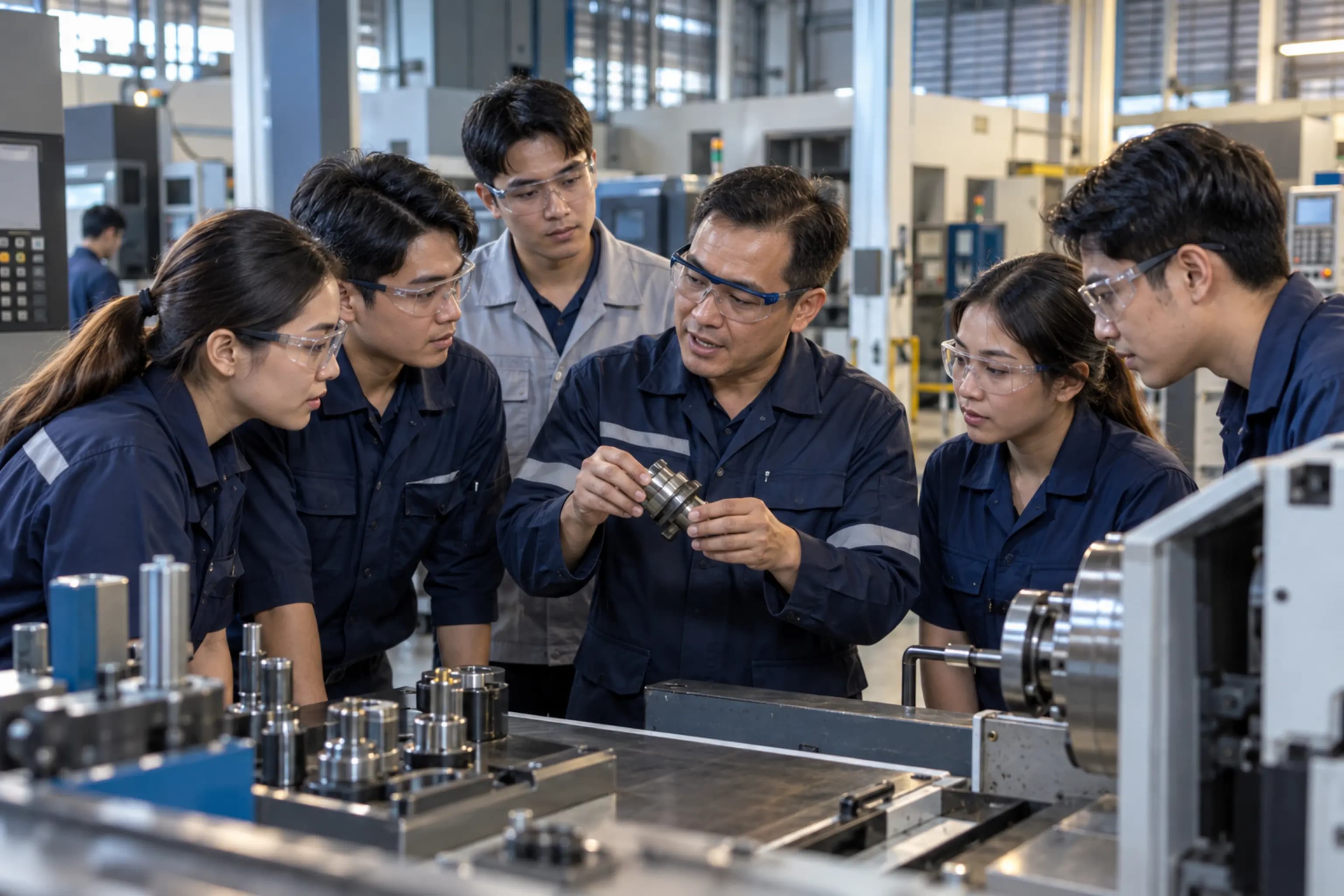 Engineers and staff planning a manufacturing operation in Thailand
