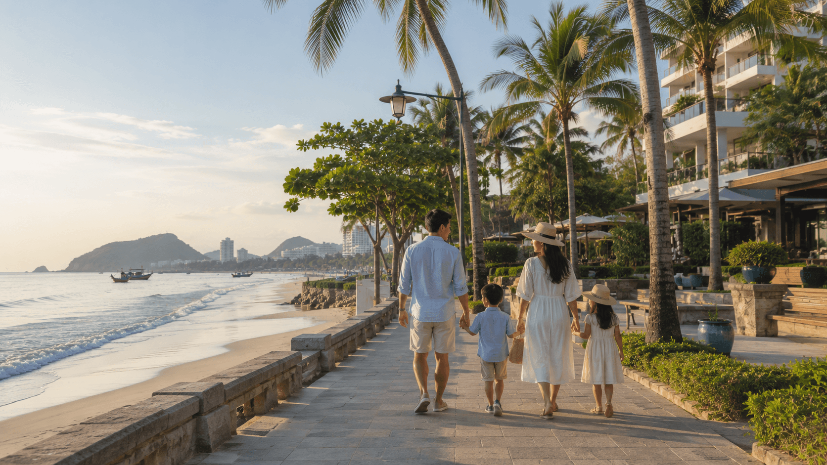 A family enjoying the established coastal lifestyle of Hua Hin.