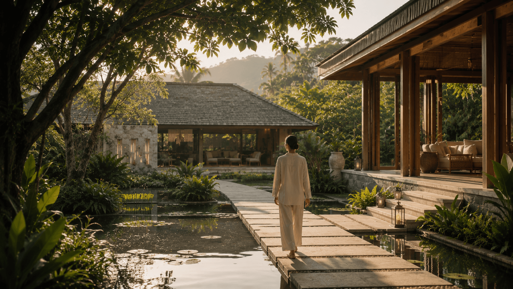 A calm wellness retreat setting on Phuket's coastline.