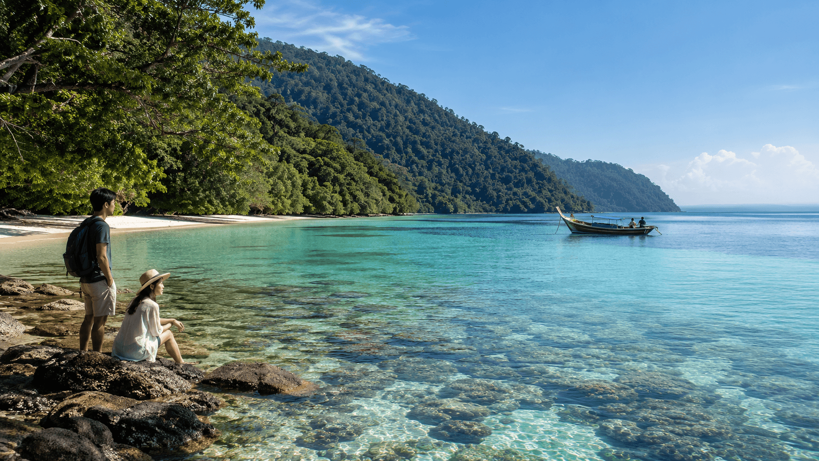The remote marine nature scenery of the Surin Islands.