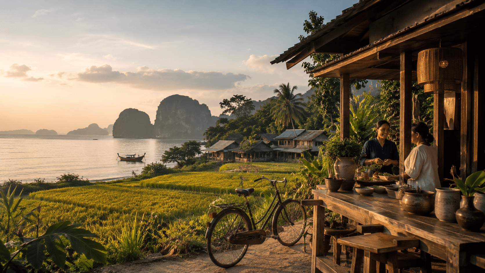 A quiet coastal scene reflecting the slower pace of island living.