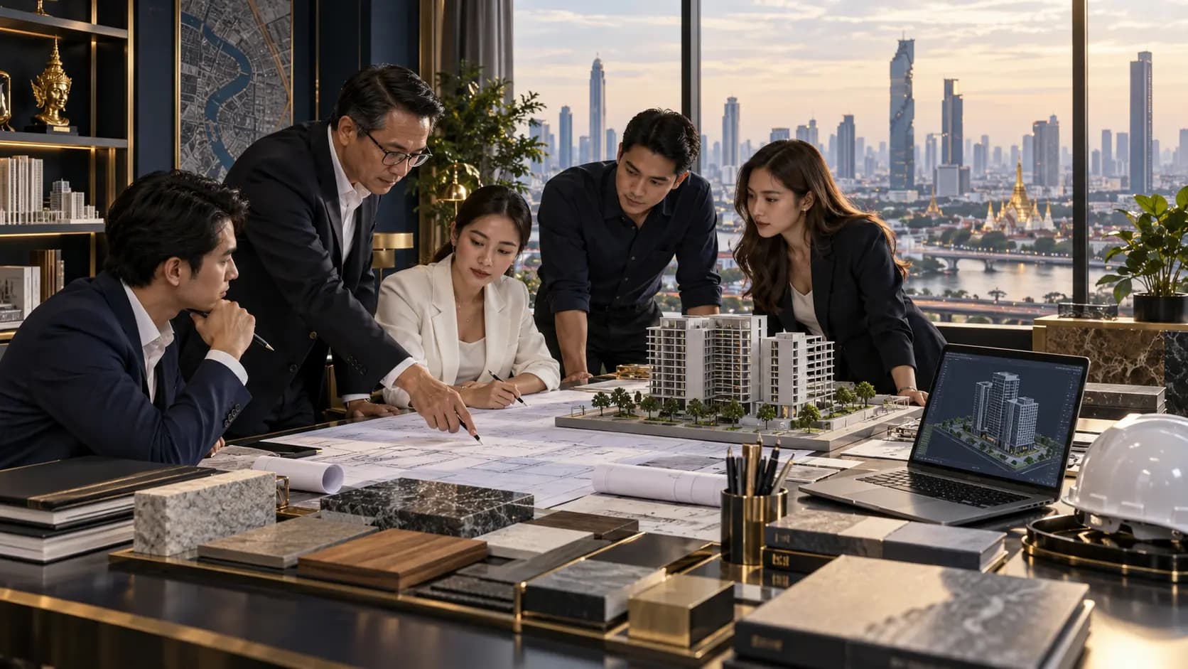 Conceptual editorial image representing architecture, engineering and built-environment professionals in Thailand — not a depiction of any named organization