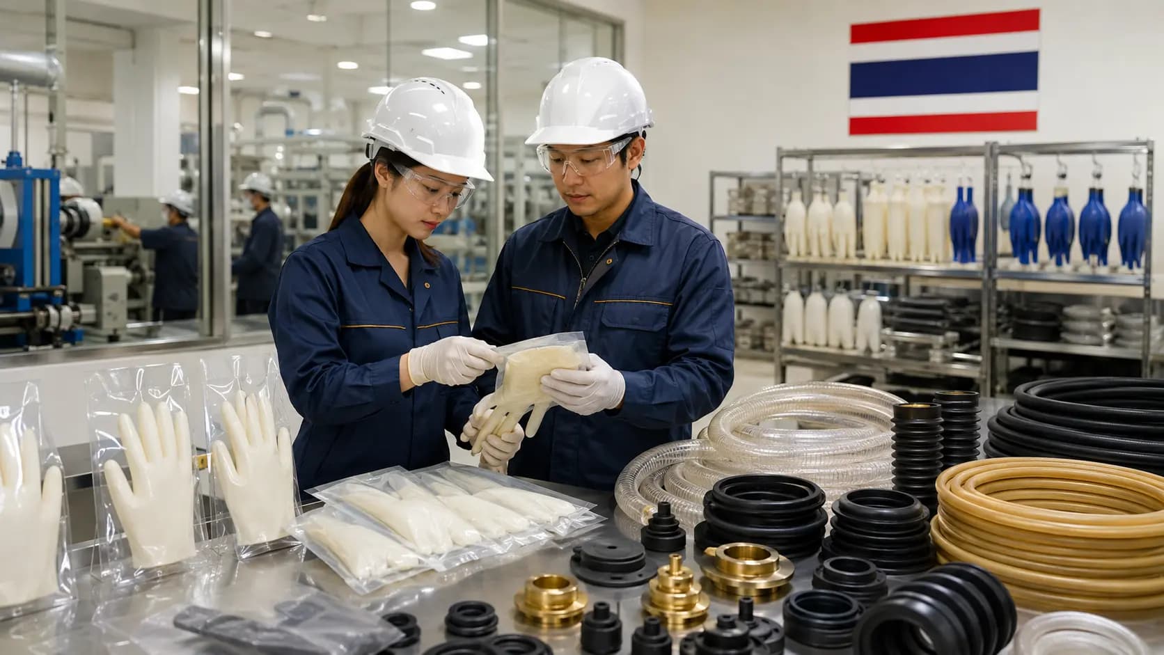 Protective and industrial latex products manufactured in Thailand