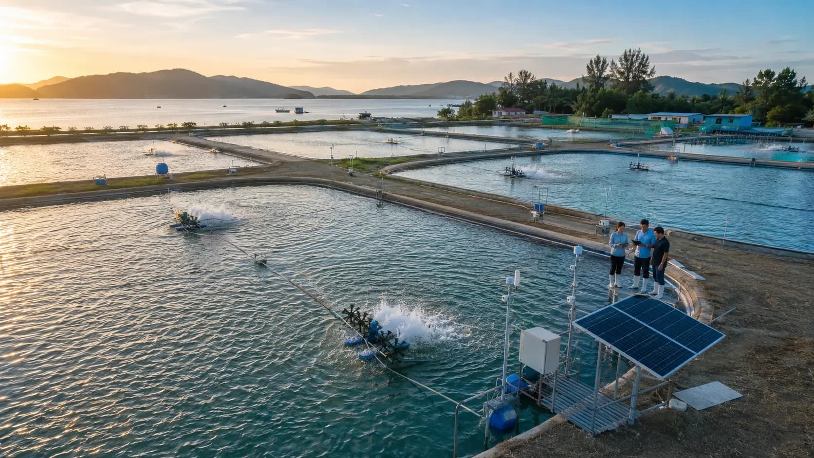 Modern aquaculture technology used in Thai shrimp and fish farming