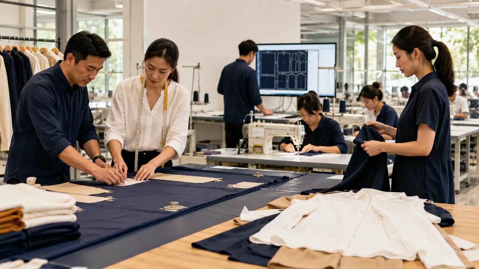 Garment and apparel production activity in a Thai manufacturing facility.