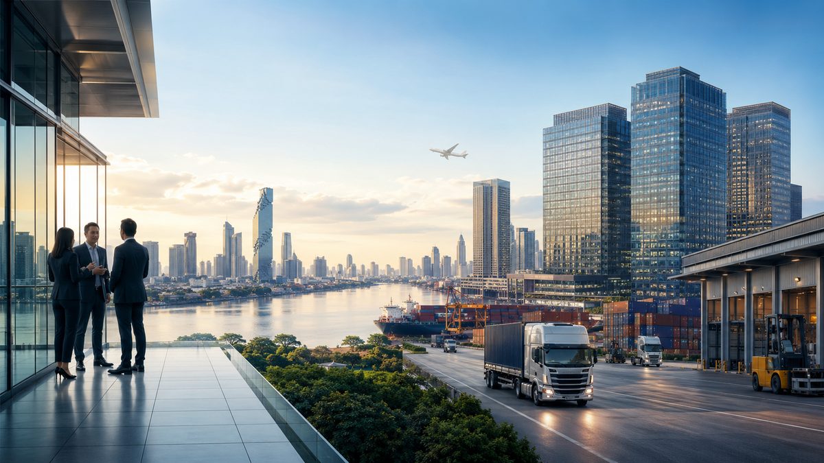 Thailand business district and logistics infrastructure